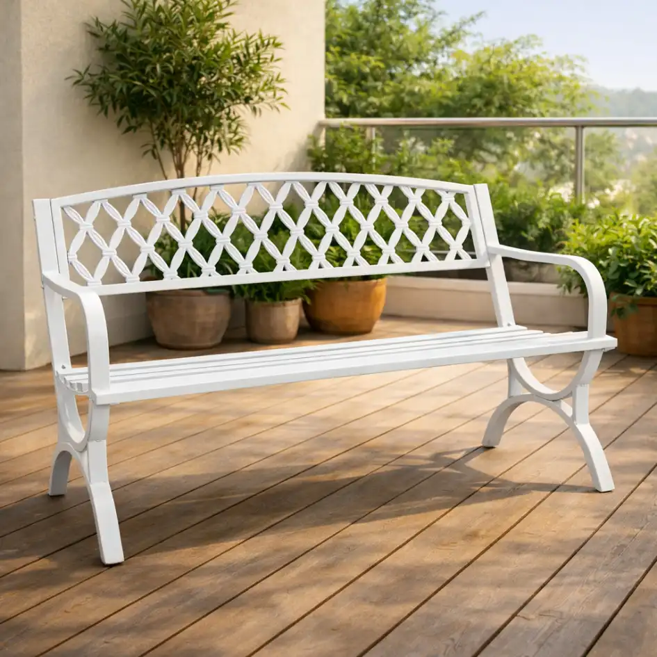 ספסל גינה דגם כיף לי לבן